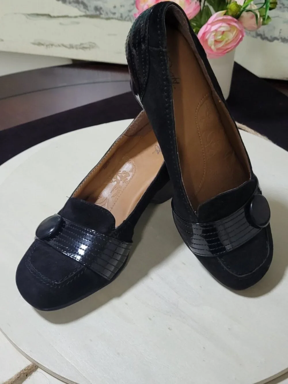 Sofft EuroSoft Black Suede Leather Wedge Heels [Item #SW01]